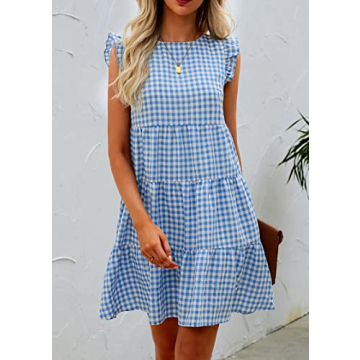 KIRUNDO Women's Sleeveless Ruffle Summer Floral Dress