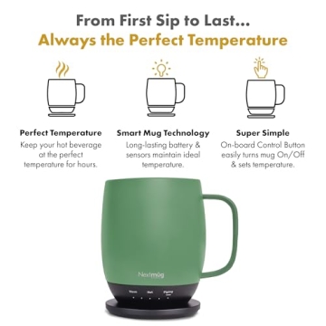 Nextmug - Temperature-Controlled, Self-Heating Coffee Mug (Sage - 14 oz.)
