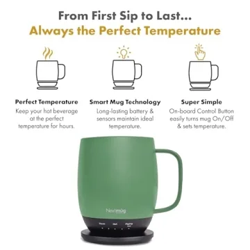 Nextmug - Temperature-Controlled, Self-Heating Coffee Mug (Sage - 14 oz.)