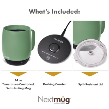 Nextmug - Temperature-Controlled, Self-Heating Coffee Mug (Sage - 14 oz.)
