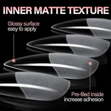 AILLSA Long Almond Nail Tips Soft Gel Full Cover Clear Gelly Nail Tips Half Matte Acrylic Nail Tips Pre-Filed Fake Press on Nail Tips for Extension Home DIY Salon Manicure 216PCS 12 Sizes