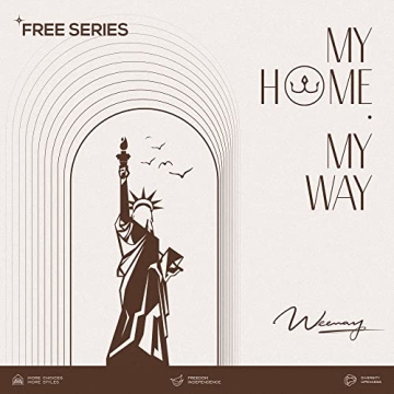 WEEWAY King Bed Frame Linen Headboard Wooden Slats Support