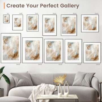 Fun Memories 20x20 Black Frame - 20x20 Picture Frames Matted to 16x16- Square Photo Frame, Wall Hook Hanging Hardware Included- Gold, Set of 1