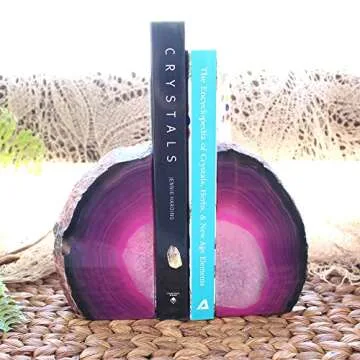 Stunning Pink Agate Bookend Pair - Unique Geode Decor with COA