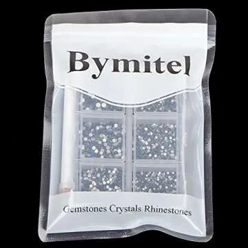 Bymitel 7200 Pieces 6 Mixed Sizes Glue Fix on Glass Rhinestones Round Crystal Gems Flatback for DIY Jewelry Making with one Picking Pen(Mix: SS3-SS10/7200PCS, Black)