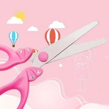 SLEMOON Kids Safety Scissors - Pink Glitter Design