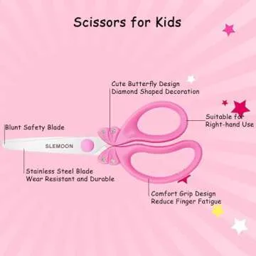 SLEMOON Kids Safety Scissors - Pink Glitter Design