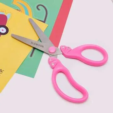 SLEMOON Kids Safety Scissors - Pink Glitter Design