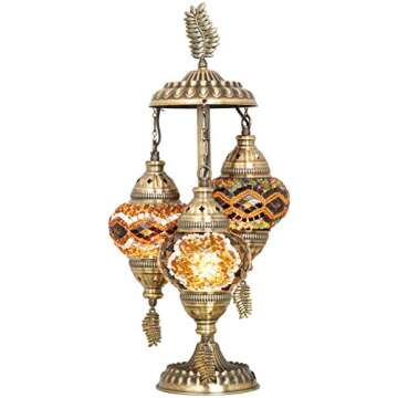 DEMMEX 3 Globes Turkish Moroccan Mosaic Bohemian Table Desk Bedside Night Lamp Light Lampshade, Exot...