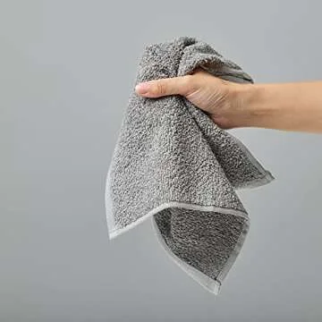 Amazon Basics face Towels for bathroom, 100% Cotton Extra Absorbent washcloth, Fast Drying salon towel - 24 Pack Gray (12 x 12 inches)