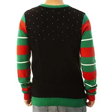Ugly Christmas Party Sweater Men's- Unisex Merry T- Rexmas Skeleton Knitted-3XL T-Rexmas Black