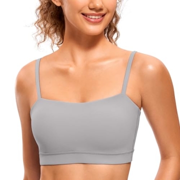 CRZ YOGA Butterluxe Womens Adjustable Spaghetti Thin Strap Sports Bra - Padded Wireless Square Neck ...