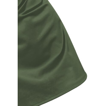 Satin Cowl Neck Mini Dress - Women's XS Army Green