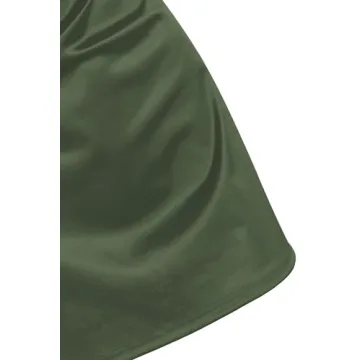 Satin Cowl Neck Mini Dress - Women's XS Army Green
