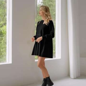 Trendy Women's Oversized Crewneck Sweater Dress - Comfortable and Stylish