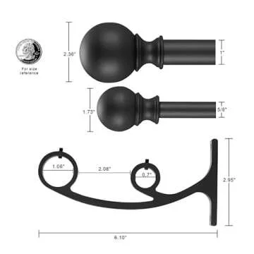 Double Curtain Rods 72-144 Inches, Matte Black Double Drapery Rod with Round Finials, Decorative Double Window Rod, 1-Inch Front and 5/8 Inch Back Telescoping Double Rod Curtain Rod