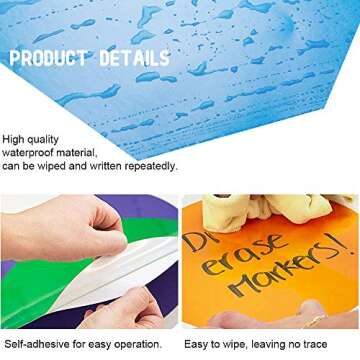 HOXHA Dry Erase Dots, Colorful Dry Erase Circles White Board Removable Markers Wall Decal Spots Stic...