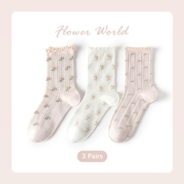 Breathable Women's Ankle Socks with Floral Design for Comfort
