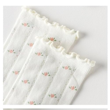 Breathable Women's Ankle Socks with Floral Design for Comfort