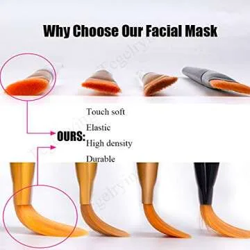 Tegelrying Facial Mask Brush,6 Pieces Soft Face Brushes Mud Mask Applicator Clear Handle for Applying Sleeping Mask,DIY Clay Mask,Body Lotion,Eye Peel Women Girls Makeup Tools,Gold and Brown