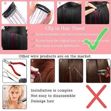 Sparkling Hair Tinsel Extensions for Fun Festivals