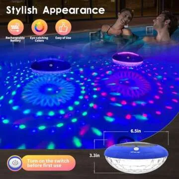 FirstE Solar Floating Pool Lights, RGB Color Changing Solar Pool Floating Lights, Hangable IP68 Waterproof Solar Pool Lights That Float for Pool Wedding Path Party Decoration, No Need Electric Wire