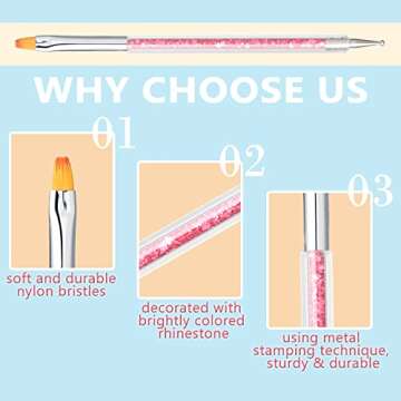 TEOYALL Double-Ended Nail Art Brushes, 5 PCS Nail Design Tools Kit Including Nail Liner Brush and Nail Dotting Pens for UV Gel Nail Home Salon