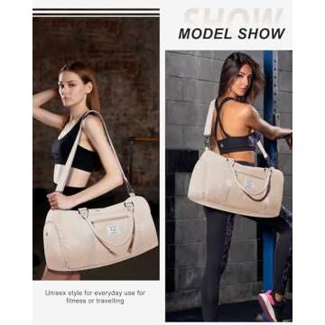 Gym Bag Womens Mens with Shoes Compartment and Wet Pocket Travel Duffel Bag for Women for Plane Sport Gym Tote Bags Swimming Yoga Waterproof Weekend Overnight Bag Carry on Bag Hospital Holdalls