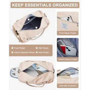 Gym Bag Womens Mens with Shoes Compartment and Wet Pocket Travel Duffel Bag for Women for Plane Sport Gym Tote Bags Swimming Yoga Waterproof Weekend Overnight Bag Carry on Bag Hospital Holdalls