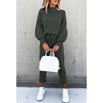 Cutiefox Women's Fall Winter 2 Piece Outfits Long Sleeve Tops and High Waist Jogger Pants Sweatsuits...
