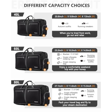 Gonex 100L Large Foldable Travel Duffle Bag Black