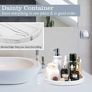 Emibele Vanity Tray, Resin Round Tray Decorative Storage Organizer for Bathroom Toilet Tank Bedroom ...