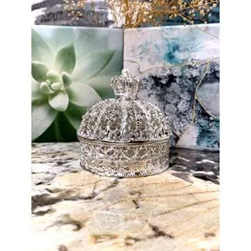 Stunning Royal Crown Jewelry Box | Silver Rhinestones Decoration