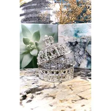 Stunning Royal Crown Jewelry Box | Silver Rhinestones Decoration