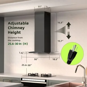 FIREGAS 30" Wall Mount Range Hood with Charcoal Filters