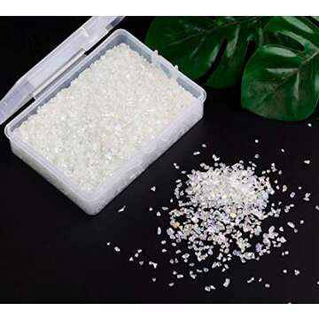 Crushed Glass Irregular Metallic Chips Sprinkles Chunky Glitter Transparency AB 100g 2-4mm for Nail Arts Craft DIY Vase Filler Epoxy Resin Mold Jewelry Making Decoration (Transparency AB, 2-4mm)