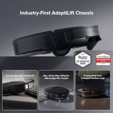 roborock Saros 10R Robot Vacuum and Mop, Powerful Suction, Zero-Tangling, 3.14’’ Ultra Slim, FlexiArm Riser Technology for Carpet & Floor, Corner & Edge Cleaning, Self-Emptying, Hot Air Drying, Black