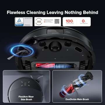 roborock Saros 10R Robot Vacuum and Mop, Powerful Suction, Zero-Tangling, 3.14’’ Ultra Slim, FlexiArm Riser Technology for Carpet & Floor, Corner & Edge Cleaning, Self-Emptying, Hot Air Drying, Black