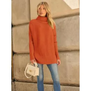 LILLUSORY Women's Turtleneck Oversized Tunic Sweater - Timeless Style for All Occasions