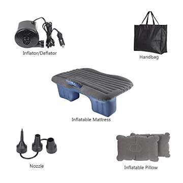 HAITRAL Car Bed, Camping Mattress for Car Sleeping Bed, Travel Inflatable Mattress Air Bed for Car Universal SUV Extended with Two Air Pillows