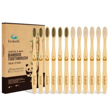 Eco-Friendly Bamboo Charcoal Toothbrushes - 12 Count