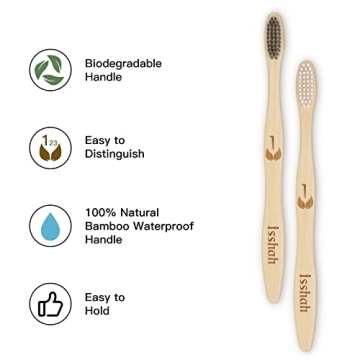 Eco-Friendly Bamboo Charcoal Toothbrushes - 12 Count