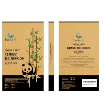 Eco-Friendly Bamboo Charcoal Toothbrushes - 12 Count