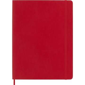 Moleskine Classic Notebook, Soft Cover, XL (7.5" x 9.5") Ruled/Lined, Scarlet Red, 192 Pages