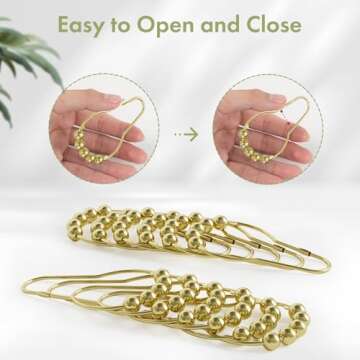 Amazer Gold Shower Curtain Hooks - 12 Rust Proof Rings
