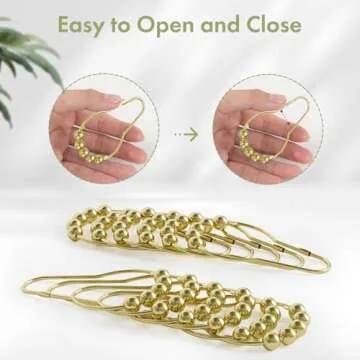 Amazer Gold Shower Curtain Hooks - 12 Rust Proof Rings