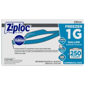 Ziploc® Freezer And Storage Bags, 1 Gallon, Box Of 250 Bags