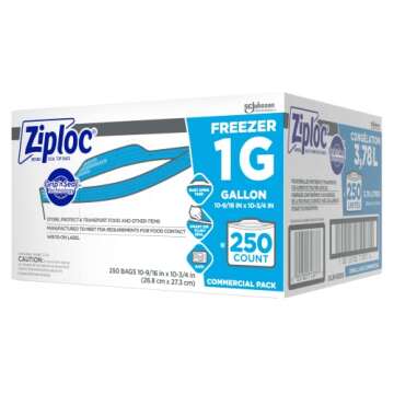 Ziploc® Freezer And Storage Bags, 1 Gallon, Box Of 250 Bags