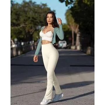 OQQ Women's 2 Piece Yoga Pants Ribbed Seamless Workout High Waist Athletic Straight Leg Leggings Bla...