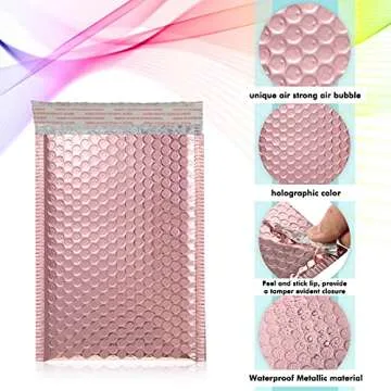 Outus Metallic Padded Bubble Mailers - 50 Pack Rose Gold